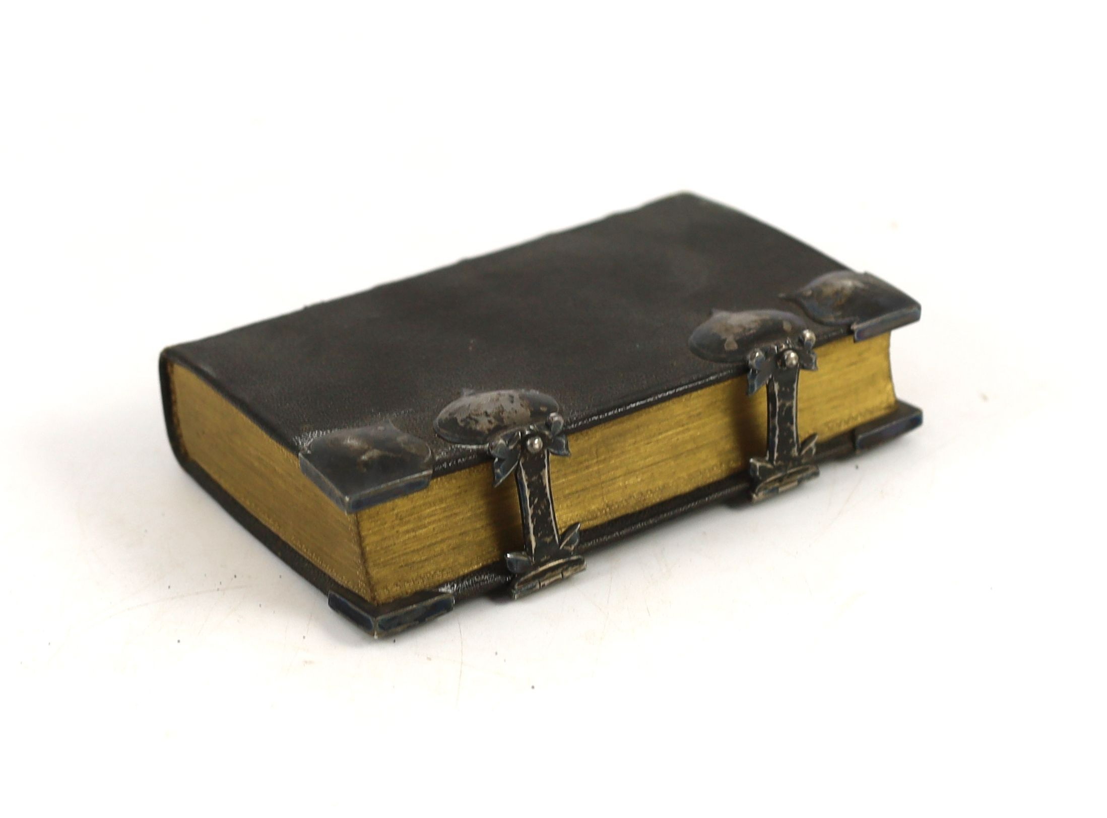 17th century silver mounted binding - Le Nouveau Testament, 12mo, shagreen, with contemporary silver corners and clasps, one monogrammed A.B, Jean & Daniel Steucker, The Hague, 1664
